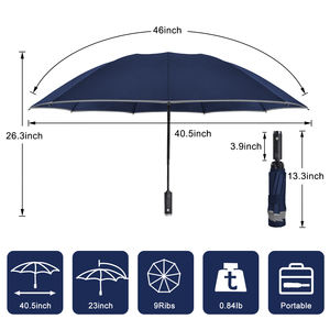 <span class=keywords><strong>Parapluie</strong></span> de voyage réfléchissant de sécurité coupe-vent de 42 pouces, pliable <span class=keywords><strong>à</strong></span> <span class=keywords><strong>l</strong></span>'<span class=keywords><strong>envers</strong></span>, pour hôtels, <span class=keywords><strong>parapluie</strong></span> automatique inversé avec logo LED - Product Image 2