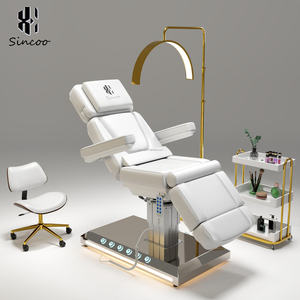 Fauteuil de Salon Électrique Réglable Premium Blanc Doré France, 4 Moteurs, pour Cils, Cosmétique, Visage, et Lit de Massage Nude Inclinable - Product Image 1