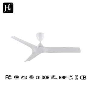 Ventilateur de plafond électrique moderne de 52 pouces en ABS, idéal pour la chambre à coucher, la salle à manger, sans lumière, moteur BLDC DC, 3 pales en finition blanc plat - Product Image 4