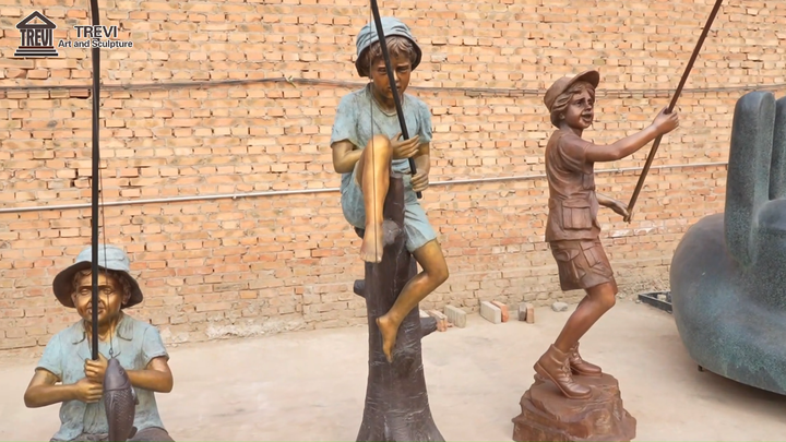 Tixiyu Mini statua da pescatore in resina per acquario, statuetta vintage per acquario, ornamento per fontana di pesce