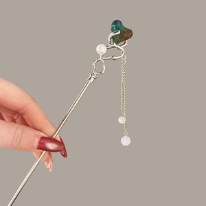 Horquilla de Corazón Colorida para Mujer, Exquisita Horquilla de Estilo Chino con Borla de Perlas, Horquillas Retro Elegantes y Versátiles - Product Image 1