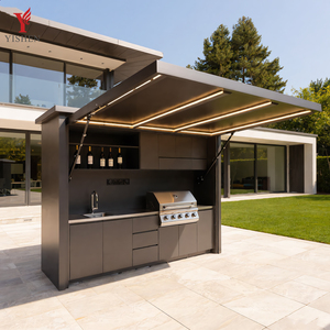 ตู้ครัวกลางแจ้งระดับพรีเมียมพร้อมเตาบาร์บีคิวแก๊สแบบโมดูลาร์สั่งทำพิเศษ ตู้เก็บของแบบหรูหราในตัวพร้อมระบบไฟฟ้าแบบพับเก็บได้สำหรับบ้านพักตากอากาศ - Product Image 2
