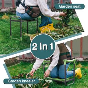 Siège de chaise à genoux de jardin pliable équipé de 2 grands sacs coussinets en mousse EVA épais sac à outils à cadre en métal robuste - Product Image 3