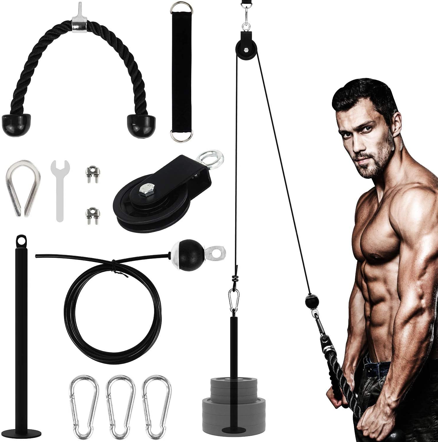 Роликовая система LAT с нагрузочным штифтом, Трицепс, трос для силовых мышц, фитнес-ролик