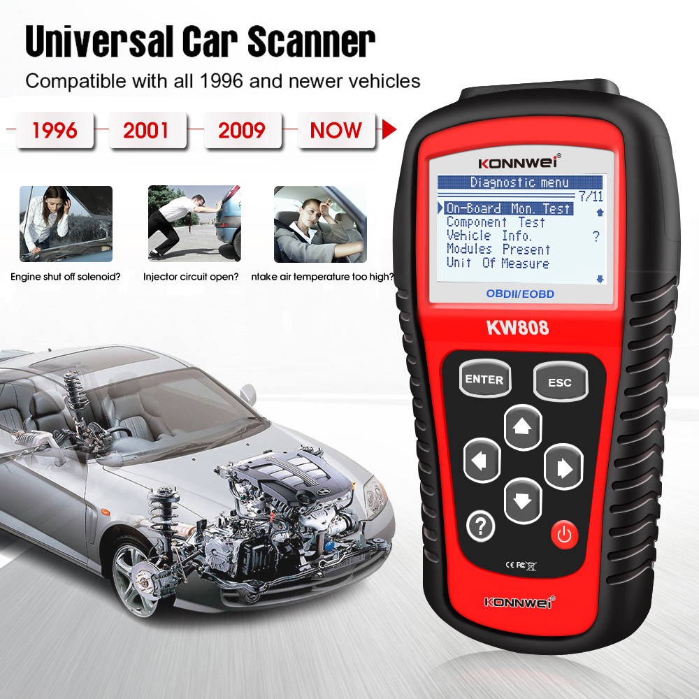 Konnwei KW808 Automotive Scan Tool - Exhaust Gas Analyzer