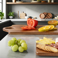 Planche à Découper en Bois d'Acacia pour Maison et Cuisine, Planche à Découper Légumes, Viandes et Fruits, Accessoires Portables pour Camping en Plein Air