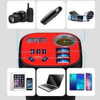 Cargador de Coche con 8 Puertos, Salida de CC 12V y CA 220V, Resistente al Agua, Doble USB, Encendedor de Cigarrillos, Convertidor de CA, Adaptador para Vehículo