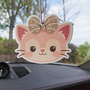 Tag Pewangi Kertas Desain Kucing Polka <span class=keywords><strong>Dot</strong></span> Pink dengan Aroma Alami, Wangi Tahan Lama & Penghilang Bau untuk Penggunaan di Mobil - Product Image 1