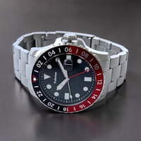 Montre de plongée pour homme à quartz, bracelet en acier inoxydable, cadran noir, aiguilles lumineuses, affichage de la date, montre sport et affaires