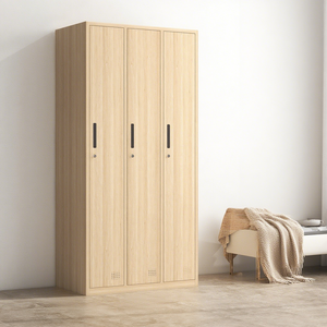 Armoire métallique à 2 portes, casier de rangement en métal, casier scolaire ou de gymnase, armoire de personnel en acier avec impression par transfert à motif bois - Product Image 2