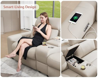 Ensemble de canapés inclinables électriques modernes en cuir PU avec télécommande, deux fauteuils inclinables - Mobilier de salon modulable