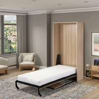 Cadre de lit mural, taille personnalisable, lattes en métal et bois de haute qualité, design simple et moderne, emballage compact, meubles de chambre à coucher