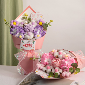 Ramo <span class=keywords><strong>de</strong></span> Girasoles y Rosas Tejido a Mano con Carnaciones Preservadas, Regalo para el Día <span class=keywords><strong>de</strong></span> la Madre, Hecho <span class=keywords><strong>en</strong></span> China, para Mamá o <span class=keywords><strong>Suegra</strong></span> - Product Image 2
