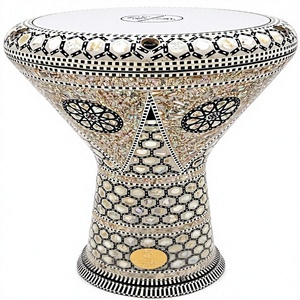 Gawharet El Fan Tambor Darbuka Doumbek de 17.5 pulgadas con diseño de panal y perlas, Percusión Egipcia - Product Image 1