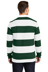 <span class=keywords><strong>Polo</strong></span> da <span class=keywords><strong>uomo</strong></span> classica Rugby a maniche lunghe con Logo personalizzato in cotone 100% a strisce verdi e bianche - Product Image 3