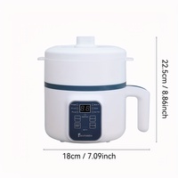 Mini-cuiseur à riz numérique multifonctionnel avec protection contre la surchauffe, 6 modes de cuisson, capacité de 1,1 à 2 L, revêtement antiadhésif en plastique