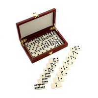 Jeu de dominos en mélamine de 28 pièces avec étui en cuir de qualité supérieure, jeu de table de dominos de haute qualité, jeu classique pour le divertissement familial