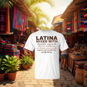 Camiseta Latina con Mezcla de Manteca de Karité y Aceite de Coco, Amor Propio, Orgullo, Poder, Grit, Esfuerzo - Product Image 2