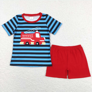 Sibling Baby Boys Linemen Cars Shirt Top Short Summer <b>Clothes</b> Sets - Product Image 4