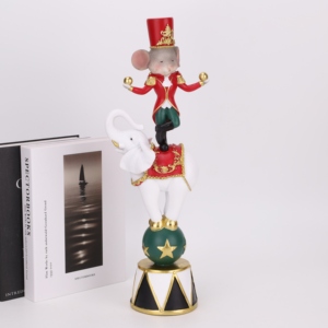 Ensemble de trois figurines en résine Redeco Vintage <span class=keywords><strong>Circus</strong></span> Mouse Acrobat, décoration d'intérieur rouge, cadeau, vente en gros, logo personnalisé - Product Image 5