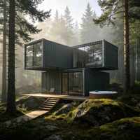 Maison modulaire de luxe sur mesure en conteneur, cabane préfabriquée à 2 étages pour retraite de vacances en forêt