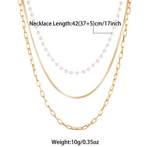 قلادة لؤلؤية صيفية مقاومة للماء سلسلة قلادة تصنعها بنفسك من سلسلة مجوهرات قلادة متعددة الطبقات - Product Image 6