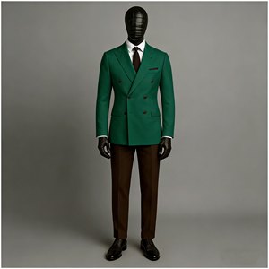 <span class=keywords><strong>Ensemble</strong></span> de costumes pour hommes 2 pièces, veste champagne, pantalon marron, double boutonnage, revers pointus, formel, business, décontracté, tenues de marié - Product Image 5