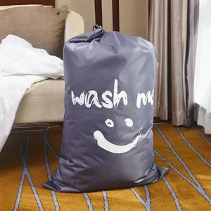 Ekstra büyük baskılı seyahat kirli giysiler organizatör yıkanabilir çantası naylon İpli Polyester çamaşır yıkama çantası