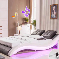 Meubles de chambre à coucher, cadre de lit king size en similicuir, design moderne de luxe, cadre de lit LED, lits capitonnés de luxe queen size