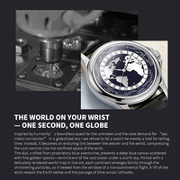 Reloj de pulsera OEM ODM con múltiples zonas horarias, mecánico, con esfera de mapa mundial de aventurina, reloj de lujo para hombre, caja de acero inoxidable de 40 mm, correa de cuero.