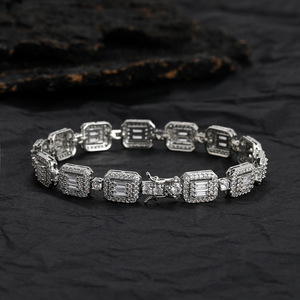 Pulsera de tenis rectangular cuadrada combinable, collar de moda Hip Hop Tanjing Lijing de cobre y circonio - Product Image 1