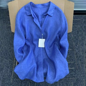カジュアルブラウス女性ラペル日焼け止めトップ夏の新しい薄いシャツブラウスカーディガンコートルーズ長袖 - Product Image 1
