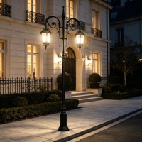 Lampadaire classique européen antique, étanche IP65, LED, en aluminium, pour cour, extérieur, éclairage LED de jardin