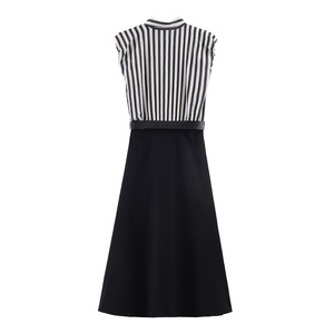 Abito Midi a Pannelli a Righe con Cintura Personalizzato Primavera 2026 da Donna, Stile Vintage Casual Europeo, Abito da Ufficio OEM Prodotto in Fabbrica Cinese - Product Image 2