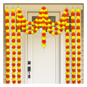Decorazioni Tradizionali per Matrimoni Indiani, <span class=keywords><strong>Fiori</strong></span> Artificiali, Ghirlanda di Calendula Finta, Decorazioni per Mehndi Haldi e Casa - Product Image 2