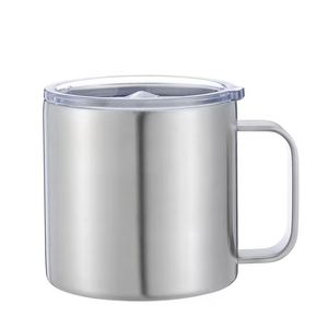 Vaso de Café de Acero Inoxidable de Doble Pared con Logotipo Personalizado, 12oz/14oz, para Viajes y Camping, con Asa y Tapa Aislante - Product Image 1