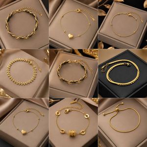 ขายส่งเครื่องประดับสแตนเลส ชุบทอง 18K สร้อยข้อมือสแตนเลสลายกระดูกงู สำหรับผู้หญิง - Product Image 6
