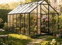 Serre de jardin tunnel moderne en polycarbonate à double porte 6x3x2m, cadre en aluminium, écologique, pour culture hydroponique facile