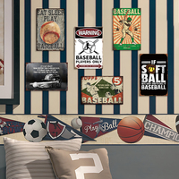 Venta al por mayor de placas de metal de bolas vintage personalizadas béisbol baloncesto fútbol carteles de chapa decorativos cartel de regalo deportivo