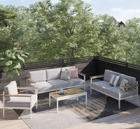 Ensemble de salle à manger avec cadre en aluminium - Chaises et table de patio tissées imperméables, mobilier de conversation de jardin d'extérieur