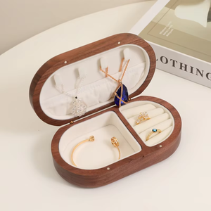 2026 New Portable Mini Walnut Wood Vintage Magnetic Closure <b>Ring</b> Box Velvet Lining Travel Jewelry <b>Storage</b> for Engagement Gift - Product Image 6
