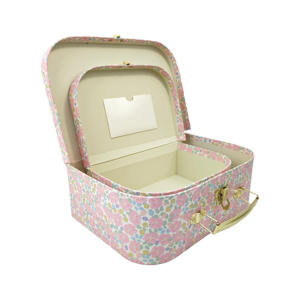 Valise en papier vintage personnalisée boîte en carton à fleurs valise en papier rigide faite à la main pour cadeau d'enfants - Product Image 1