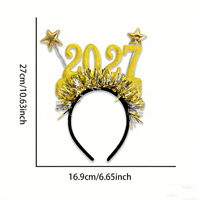Pafu 2027 Headband Tahun Baru - Hiasan Kepala Berbentuk Bintang Berkilau & Rumbai untuk Perayaan Malam Tahun Baru.