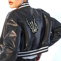 Offre Spéciale – Patchs thermocollants personnalisés en tissu sergé, motif squelette fantôme avec doigt d'honneur, broderie 3D Rock and Roll pour vêtements