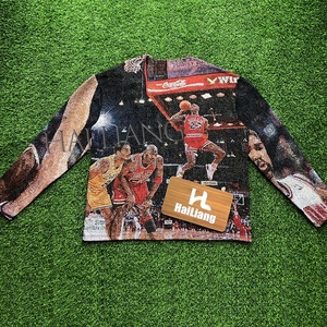 Fabricant de vêtements pour hommes, <span class=keywords><strong>pull</strong></span> en tapisserie de <span class=keywords><strong>basket</strong></span>-ball personnalisé, tissage jacquard, tapisserie, pulls pour hommes - Product Image 6
