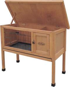 Kandang kelinci kayu atau marmut tingkat tunggal dengan pemisah untuk anjing dan kucing menampilkan palet nampan plastik - Product Image 6