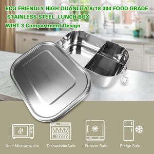 1400ml Stainless Steel Bento <b>Box</b> With 4 & 5 <b>Compartments</b> Water-proof Leak-proof for Food Storage - Product Image 3