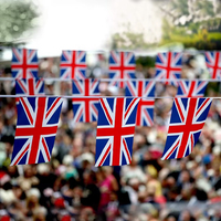 Guirlande de drapeaux personnalisée pas chère pour décoration de fête, forme triangulaire ou rectangulaire, drapeau patriotique britannique