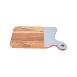 Planche à découper demi-blanche en bois d'acacia avec poignée pour servir et hacher des aliments de cuisine et de restaurant Élégant et durable - Product Image 4