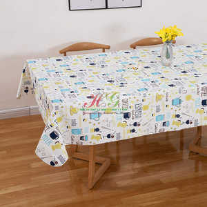 Textiles de maison, linge de table en PVC de grande qualité, housse de table décorative imperméable avec motif de service à thé bleu - Product Image 4